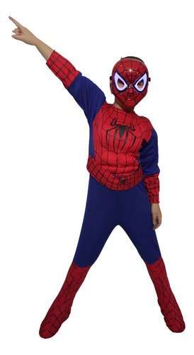 Máscara Spiderman Para Niños Con Luz -hombre Araña Halloween Rojo Spiderman
