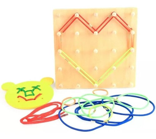 Geoplano Tabla De Enhebrar Madera Aprendizaje Montessori Agua