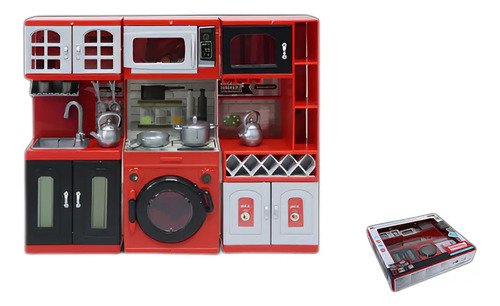 Mini Cocina Barbie Muñecas Color Rojo Juguete Niñas Rojo