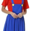 Disfraz Mario Bros Mujer Disfraz Luigi Dama Disfraces Adultos Halloween Rojo - Mario