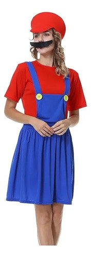 Disfraz Mario Bros Mujer Disfraz Luigi Dama Disfraces Adultos Halloween Rojo - Mario