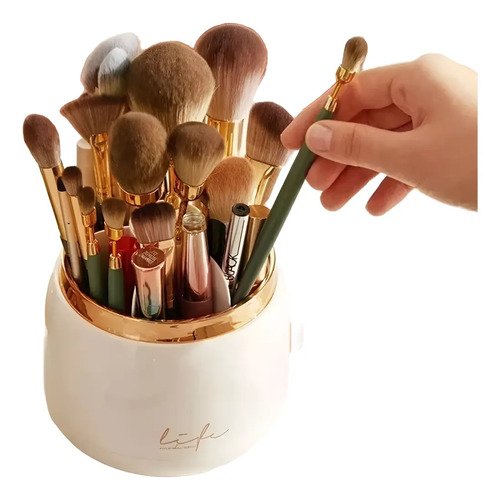 Organizador De Brochas Redondo - Ideal Para Maquillaje Blanco