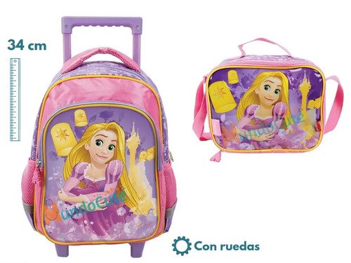 Morral Maleta Con Ruedas Y Lonchera Niñas Princesas Disney Rosa