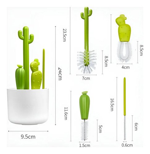 Kit Cepillos Teteros, Biberones, Botilitos. Excelente Calida Verde