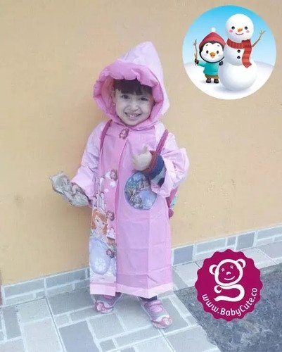 Kit Lluvia Niños Capa Impermeable Paraguas Sombrilla Niñas  Blanco