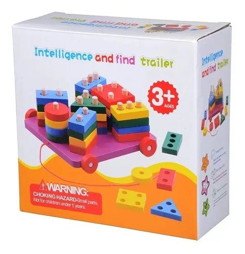 Carro Arrastre Figuras Geométricas Juguete Madera Juego