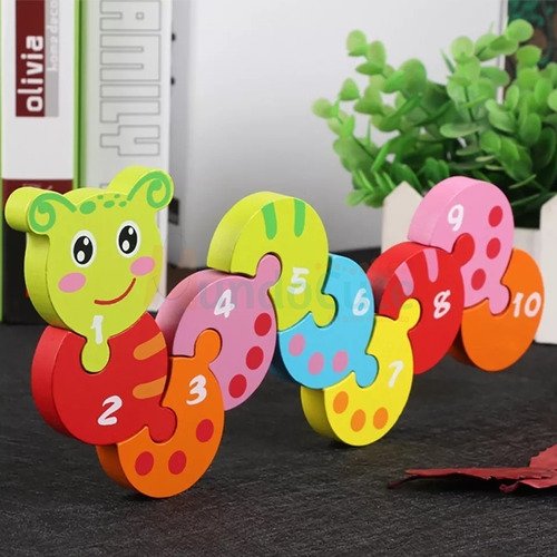 Rompecabezas Números Para Niños De Oruga En Madera Didáctico
