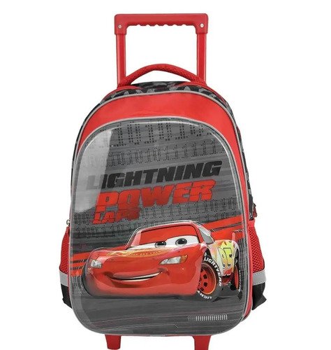 Morral Maleta Ruedas + Lonchera Cars Temporada Escolar  Rojo