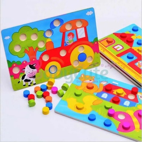 D_784969-MCO42369038335_062020-O.jpg 3 Tablas Colores Montessori + 3 Rompecabezas Bebés Juguetes Madera