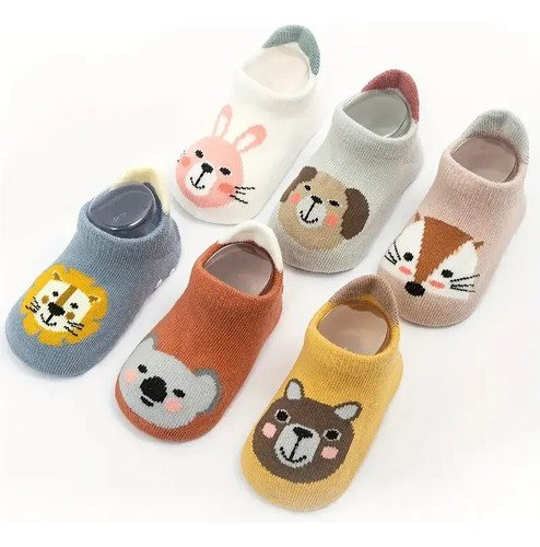 3 Pares De Calcetines Antideslizantes Estampado Caricaturas Varios 1-3 Años