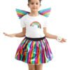 D_785971-MCO79697071858_102024-O.jpg Set Unicornio Niña Diadema Y Alas Disfraz Infantil Fiesta Cosplay Arcoíris Unica