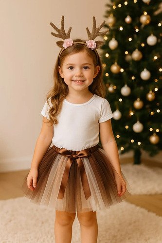 D_788536-MCO89256803947_082025-O.jpg Disfraz Reno Café Infantil Con Falda Y Diadema - Mundocute Cafe 4 A 8 Años