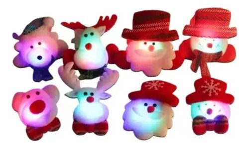 Set De 12 Prendedores Navideños Con Luz - Diseños Navideños! Rojo Prendedor Navideño