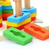 Juego Torres Madera Insertar Figuras Geométricas Montessori Multicolor