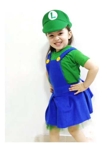 D_789737-MCO32401943233_102019-O.jpg Disfraz Niña Vestido Luigi Mario Bros Falda Lindos Disfraces