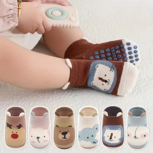 D_791126-MCO82875498663_032025-O.jpg 3 Pares De Calcetines Antideslizantes Para Niños/animalitos