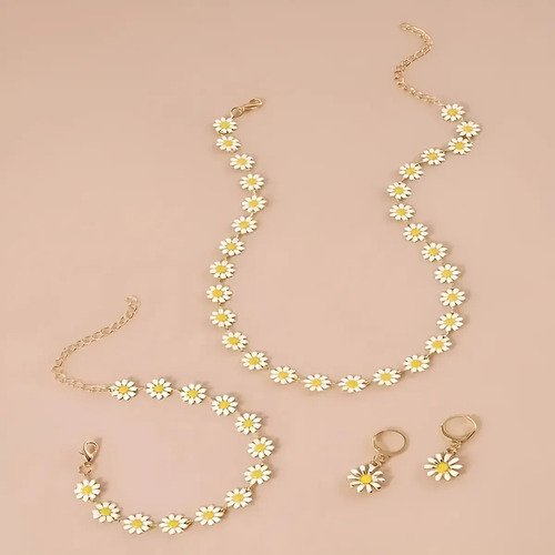 D_791591-MCO83654676272_042025-O.jpg Collar, Aretes Y Manilla De Margarita Regalo Ideal Para Mamá