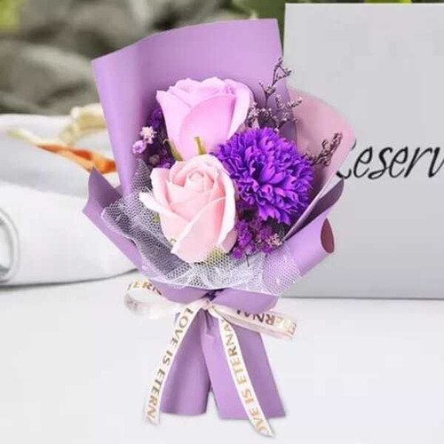 D_792464-MCO83083253058_032025-O.jpg 12 Arreglos Florales Con 3 Flores En Caja De Acetato X12unid Rosa