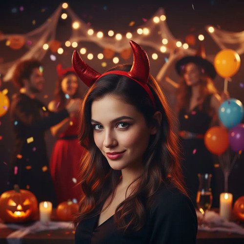 D_792913-MCO93334671347_092025-O.jpg Diadema Diabla Niña Kit Diabla Fiesta Disfraz Cosplay Rojo Unica