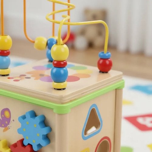 D_793947-MCO92242085125_092025-O.jpg Cubo Multifuncional Madera Montessori Didacticos Juguetes Multicolor