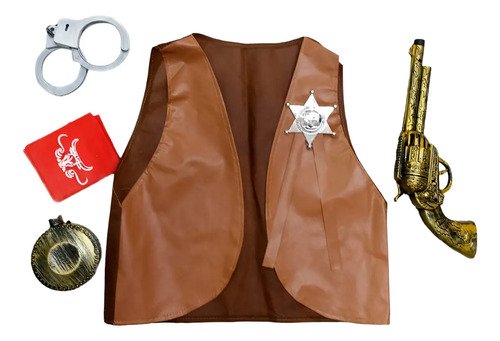 Kit Vaquero Completo - Chaleco, Pañoleta, Pistola Y Accesorios Incluidos Varios Unica