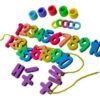 Juego Enhebrar Madera Fichas Abecedario Números Montessori