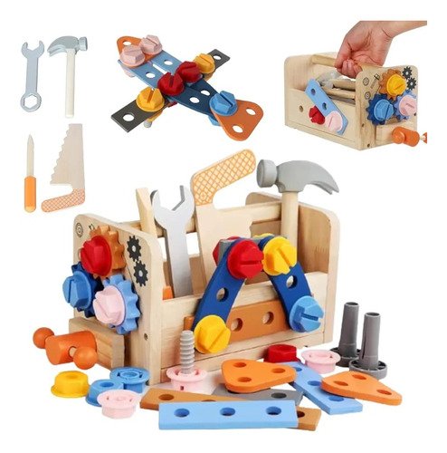 D_800677-MCO83182348837_032025-O.jpg Caja De Herramientas Armable 38 Piezas En Madera