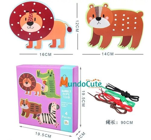 Animales Para Enhebrar Didácticos Montessori Juguetes Verde Oscuro