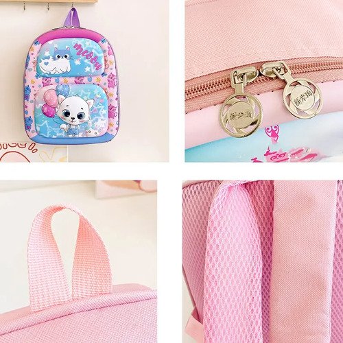 Maleta Niñas Morral Infantil Diseño 3d Compartimientos Niños Rosado