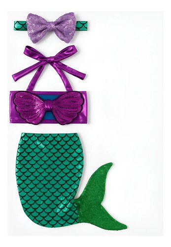 Disfraz De Sirena Niñas Vestido De Baño Traje La Sirenita Disfraces Niñas