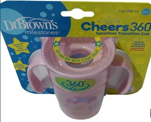 Vaso 360 Munchkin Bebés Antiderrame Pocillo Rosa De Orejas