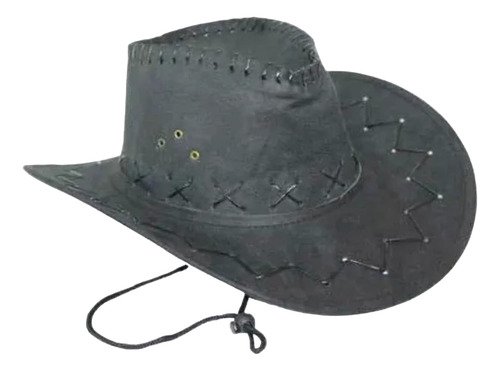 Gorro De Vaquero Infantil Con Detalles En Cuero Negro