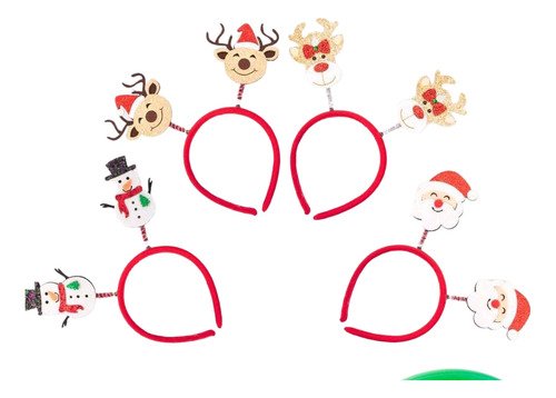 Set De 4 Diademas Balaca Navideñas - Con Diferentes Diseños! Rojo