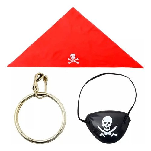Set De Piratas Infantil X3 Piezas Con Accesorios Rojo