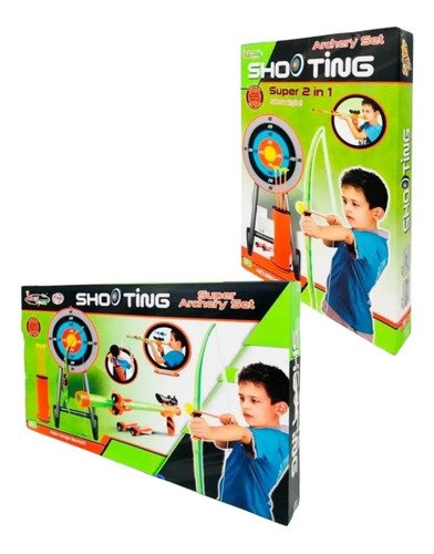 Arco Flechas Infantil Verde Tiro Al Blanco Objetico Plastico Negro