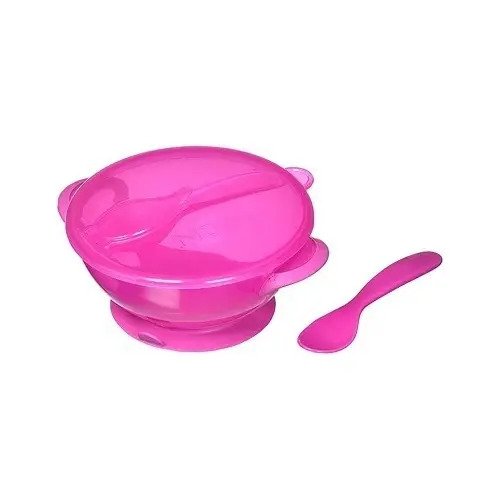D_808543-MCO70804588873_072023-O.jpg Porta Comida Bebé Rosa Plato Tapa Cuchara Nuby Bol Rosa