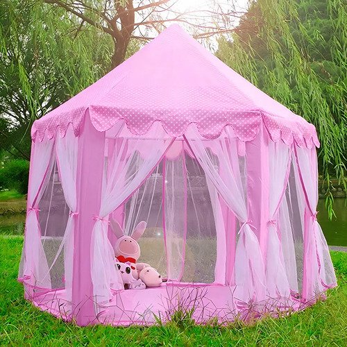 Carpa Castillo Velo Rosado Niña Juguete Princesa Casita Rosa