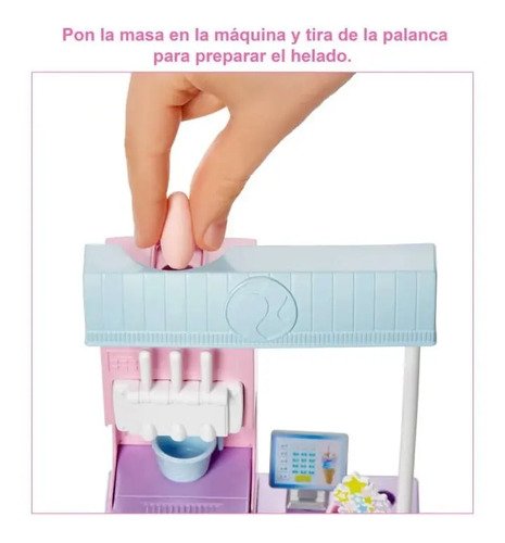 D_810516-MCO52952827049_122022-O.jpg Muñeca Barbie Set Heladería Prepara Helados Maquina Heladera