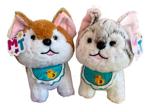 Peluche Lobo Perro Con Babero 16cm - Suave Y Divertido Marrón