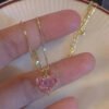 D_810950-MCO83949765771_042025-O.jpg Collar Con Colgante Corazón Circonita Rosa Juego Joyas Rosa