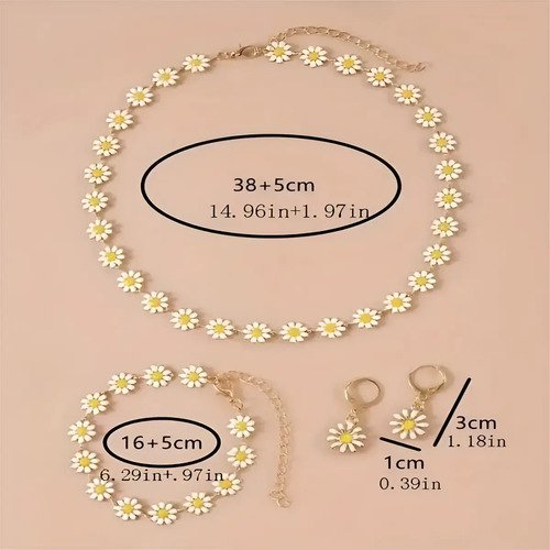 D_813637-MCO83654627540_042025-O.jpg Collar, Aretes Y Manilla De Margarita Regalo Ideal Para Mamá