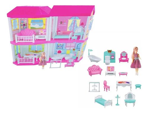 Casita Grande Muñecas Tipo Barbie Casa Juguetas Alta Calidad Fucsia