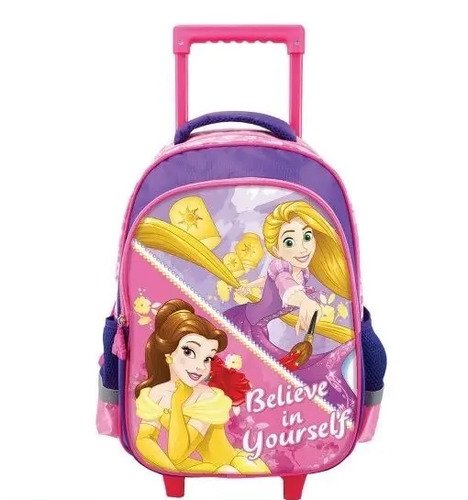 Combo Maleta Morral Rueda Lonchera Niña Princesa Cenicienta Rosa
