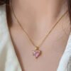 D_818629-MCO83656260272_042025-O.jpg Collar Con Colgante Corazón Circonita Rosa Juego Joyas Rosa