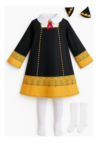 Disfraz De Anya Cosplay Spy X Family Disfraces Niña Halloween Negro 140 Cm