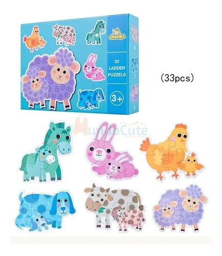 3 Rompecabezas Kit Bebés Madera Montessori Niños