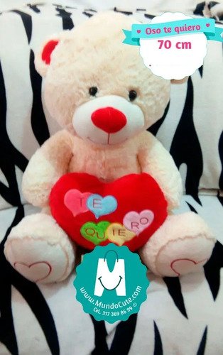 Oso Peluche Gigante Te Quiero 90cm Mundocute Feliz Navidad
