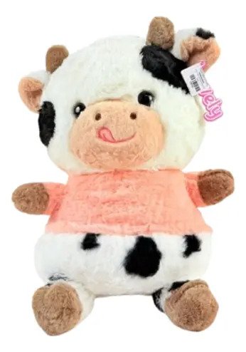 Peluche De Vaca Con Manchas 30cm | Suave Y Adorable Blanco