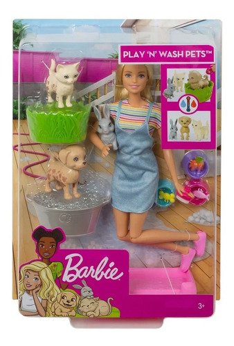 Barbie Family Baño De Mascotas Muñeca Para Niñas
