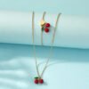 Set Manilla Y Collar Cereza De Joyería Regalo Perfecto Rojo